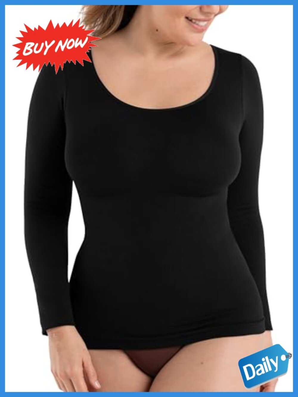 Seamless Long Sleeve Shaping Compression Top Tummy Smoothing